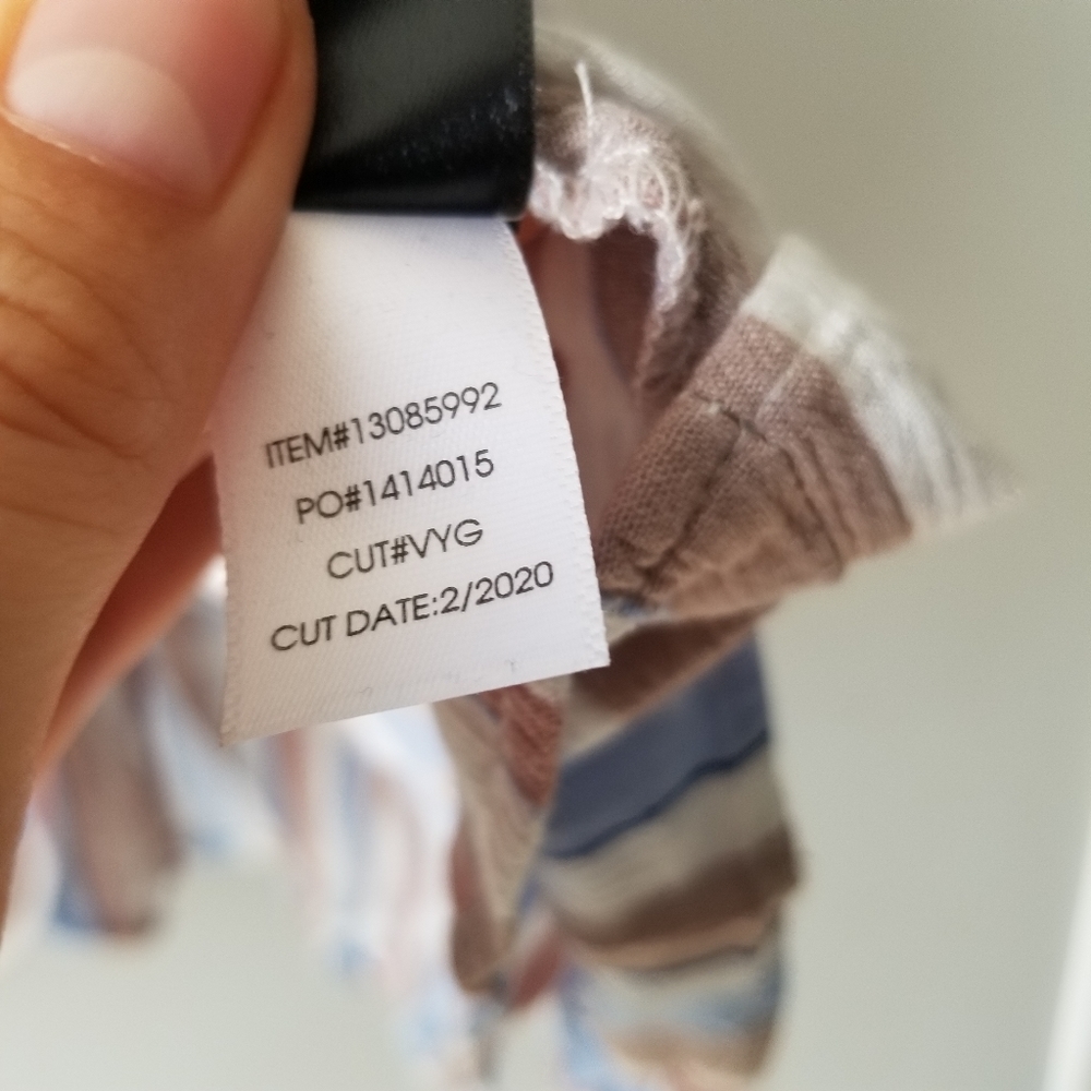 Torrid Blue Taupe Stripe Crinkled Gauze Smocked Tank Top - Picture 8 of 9